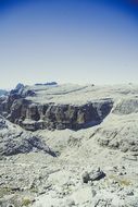 Beautiful panorama of the glacier in the Tyrol alps under blue sky in Italy