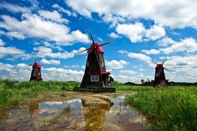 beautiful windmills in the countryside