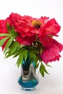peonies in a glass vase