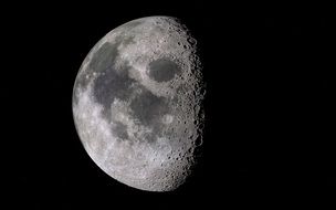 moon with shadow in space