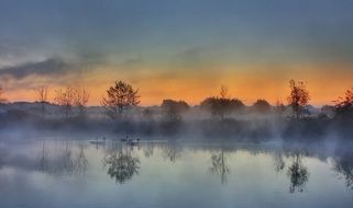fog over a rural river