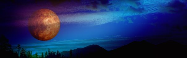 banner with surreal night sky