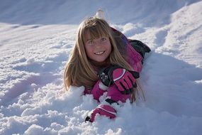 portrait of happy girl in the snow