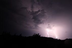 flash of lightning in the night stormy sky