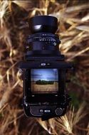 camera with field frame close-up on blurred background