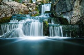 panorama of blue waterfall