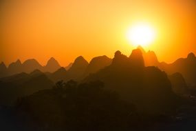 perfectly charming Mountains Silhouette sunset