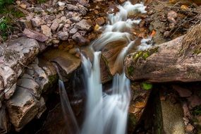 scenic fast forest waterfall