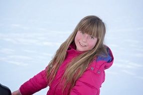 Girl on the fresh air in winter