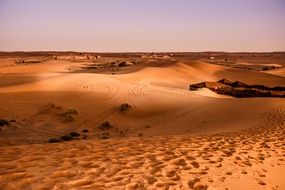 landscape of sand dunes in the desert in morocco