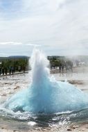 geyser with water fountains in iceland