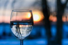 winter landscape in a glass with water