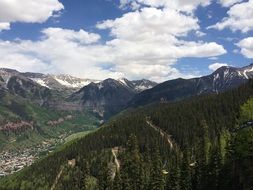 remote view of a mountain village in a valley