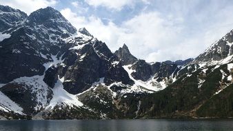 snow covered rocky tatras in poland