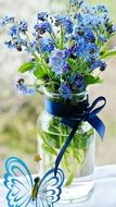 blue flowers in a vase