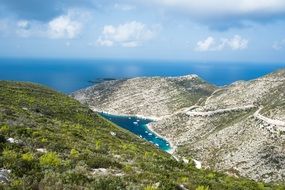 panorama view of blue bay in the ocean