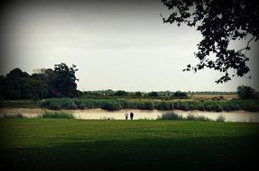 distant view of people near the river