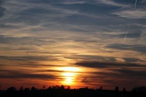 tranquil bright clouds at sunset