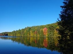 autumn landscape reflected in the river