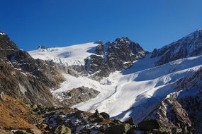 panoramic view of a glacier on a sunny day