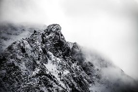 Black and white landscape of the snowy mountains