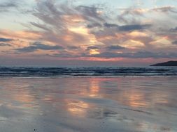 Afterglow Sunset scene on the beach