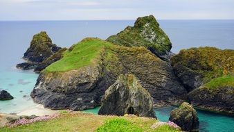 picturesque green rocky coast