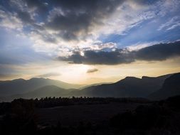 Landscape of the mountains and sunset