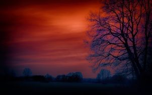 red evening sky at dusk