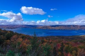 blue lake among forest in Canada