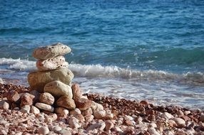 Balance of the stones near the water