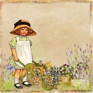 fine art girl with flowers