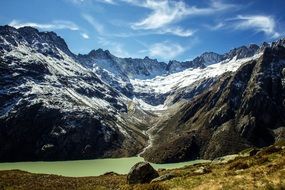 Beautiful Ensign Alp Lake in Switzerland