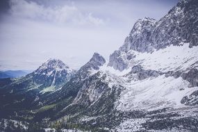 panorama of snowy mountain peaks