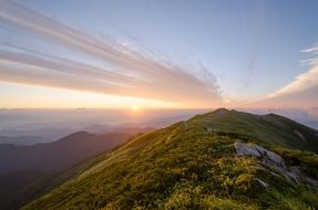 high mountain at sunrise in japan