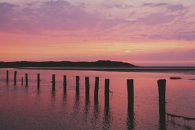 beautiful pink sunset in the netherlands
