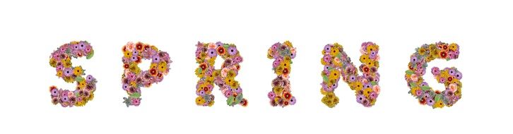 Spring, word made of Flowers