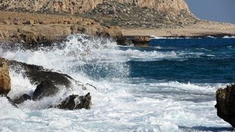 foam waves off the coast of cyprus