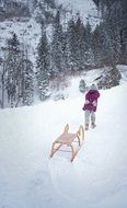 sledging in the mountains