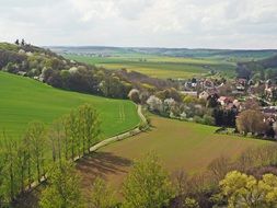 panorama of spring village in Germany