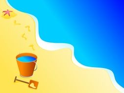 painted shovel and bucket on the beach