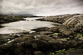 landscape of mountain pond in Norway