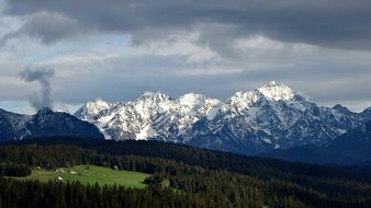 snow-capped mountains and green valley under cloudy sky, Poland, Tatry
