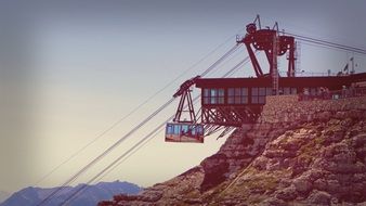 cable car on alpine mountain