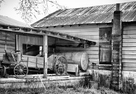 black and white picture of a farm barn