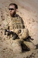 soldier in the desert on vacation