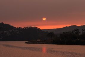 bright pink sunset over the Yansanpo River