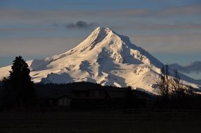 remote view of a snowy mountain in oregon