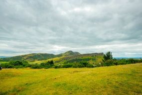 green hills in Holyrood Park in Edinburgh