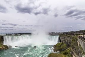 Panorama of Niagara Falls on a cloudy day